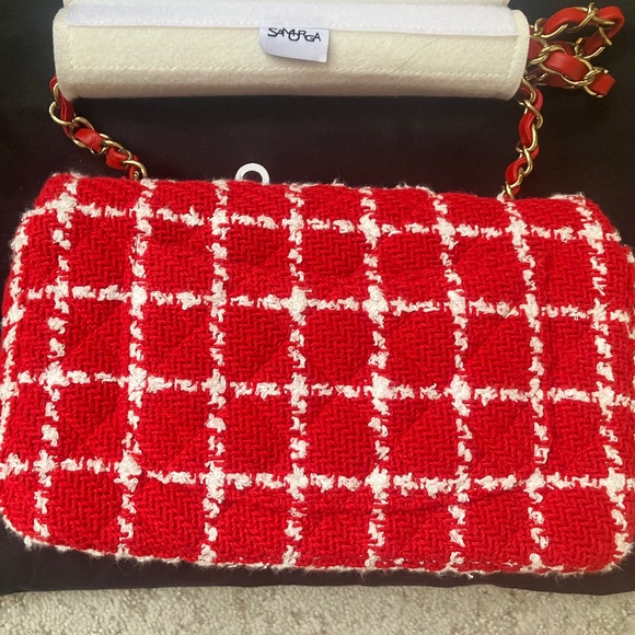Chanel Mini Rectangle Flap Tweed Red & White Brand New! - Picture 6 of 15